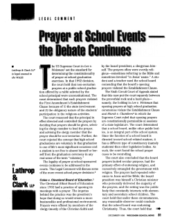 COMMENTS December 1999: Prayer at School Events