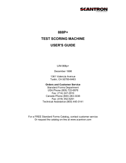 888P+ TEST SCORING MACHINE USER`S GUIDE
