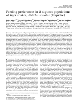 Feeding preferences in 2 disjunct populations of tiger snakes