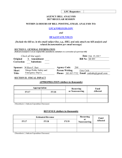 LFC Requester: AGENCY BILL ANALYSIS 2017 REGULAR