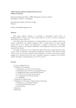 A Best System Analysis of Special Science Laws Markus A Schrenk