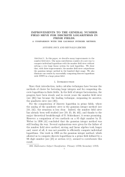 IMPROVEMENTS TO THE GENERAL NUMBER