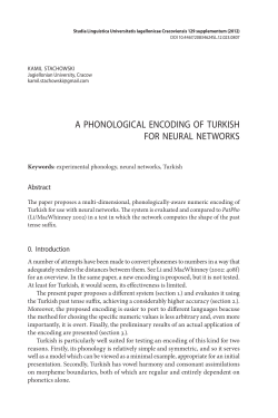 a phonological encoding of turkish for neural networks