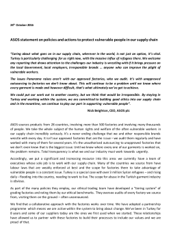 ASOS statement on policies and actions to protect