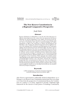 The New Kosovo Constitution in a Regional Comparative Perspective