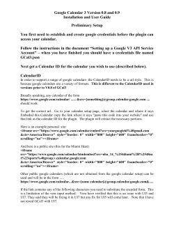 Google Calendar 3 Version 0.8 and 0.9 Installation and
