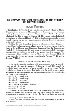 on certain minimum problems in the theory of convex curvesc