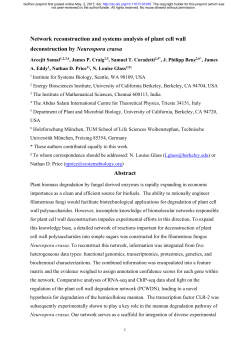 Network Reconstruction And Systems Analysis Of Plant Cell Wall