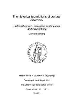 The historical foundations of conduct disorders - DUO