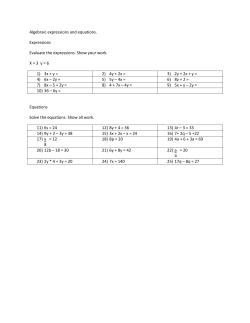 Algebraic expressions and equations. Expressions Evaluate the