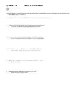 HChem WS 5.8 Density of Solids Problems