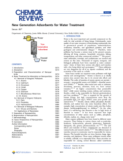 New Generation Adsorbents for Water Treatment