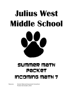 Summer Math Packet Incoming Math 7