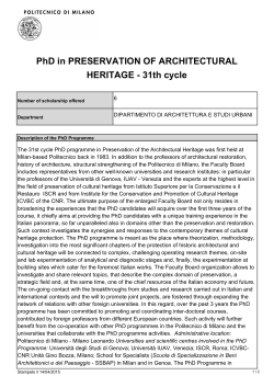 PhD in PRESERVATION OF ARCHITECTURAL HERITAGE
