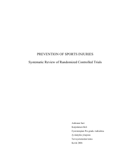 PREVENTION OF SPORTS INJURIES Systematic Review of