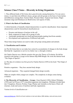 Science Class 9 Notes &ndash; Diversity in living Organisms