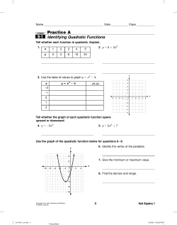 9-1 Practice A Identifying Quadratic Functions