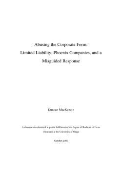 Abusing the Corporate Form: Limited Liability, Phoenix Companies