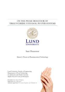 On the phase behavior of triglyceride/Ethanol/water