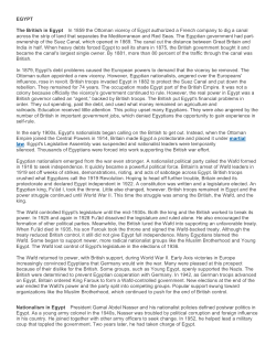 EGYPT The British in Egypt In 1859 the Ottoman viceroy of Egypt