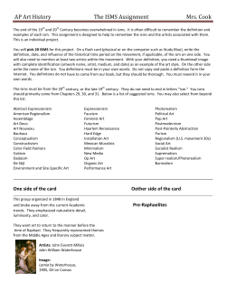 AP Art History The ISMS Assignment Mrs. Cook