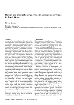 Human and physical energy cycles in a subsistence