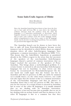 Some Indo-Uralic Aspects of Hittite