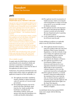 HIGH NET WORTH INDIVIDUALS (&ldquo;HNWI&rdquo;) RULES