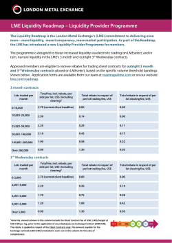 LM ME Liqu uidity Ro oadmap p &ndash; Liqu uidity P rovider r Progra amme