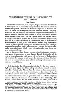 The Public Interest in Labor Dispute Settlement