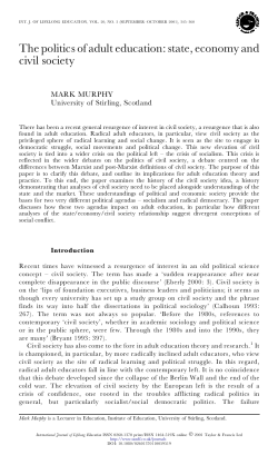 The politics of adult education: state, economy and civil society