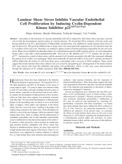 Laminar Shear Stress Inhibits Vascular Endothelial Cell Proliferation