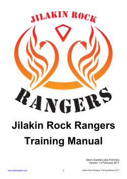 Jilakin Rock Rangers Training Manual