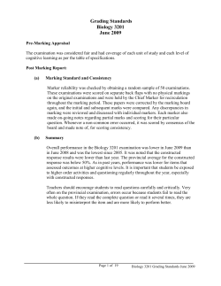 Grading Standards Biology 3201 June 2009