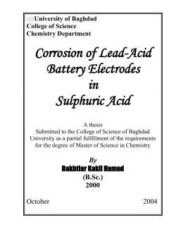Corrosion of Lead-Acid Battery Electrodes in Sulphuric Acid
