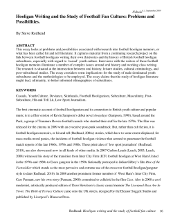 Hooligan Writing and the Study of Football Fan Culture