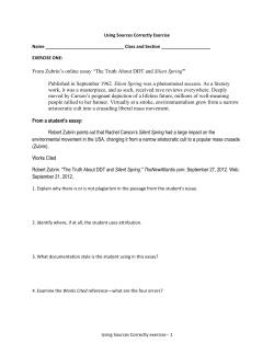 From Zubrin`s online essay &ldquo;The Truth About DDT and Silent Spring