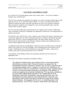 TAX COURT AND FEDERAL COURT For a first level of (external