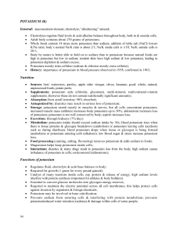 POTASSIUM (K) Nutrition Functions of potassium