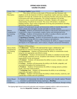 English 9 - Epping School District