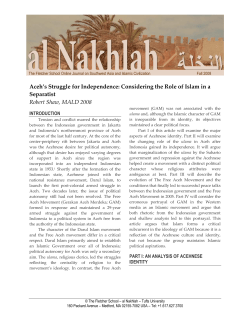 Aceh`s Struggle for Independence: Considering the Role of Islam in