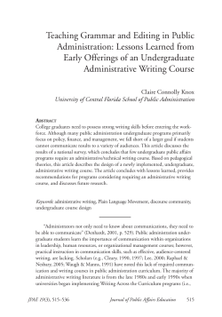 Teaching Grammar and Editing in Public Administration