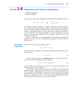 SECTION 1-8 Polynomial and Rational Inequalities