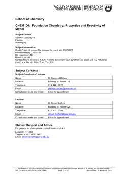 Foundation Chemistry: Properties and Reactivity of Matter