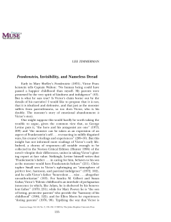 Frankenstein, Invisibility, and Nameless Dread