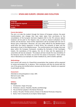 COURSE: SPAIN AND EUROPE: ORIGINS AND EVOLUTION