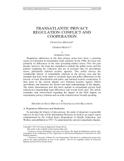 Transatlantic Privacy Regulation: Conflict and Cooperation