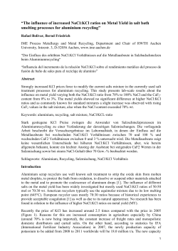 The influence of increased NaCl:KCl ratios on - RWTH