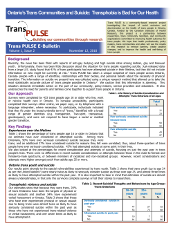 Ontario`s Trans Communities and Suicide