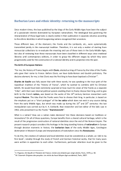Barbarian Laws and ethnic identity: returning to the manuscripts